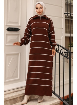 Brown - Knit Dresses - Benguen