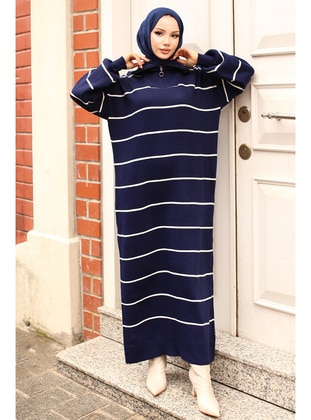 Navy Blue - Knit Dresses - Benguen