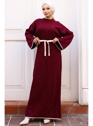 Burgundy - Knit Dresses - Benguen