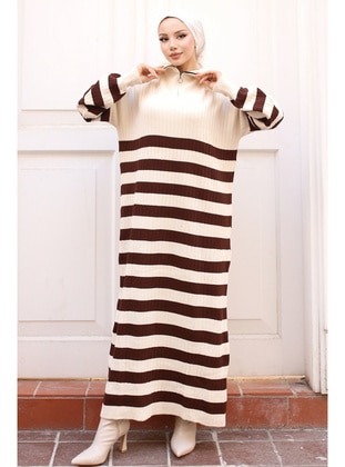 Beige - Knit Dresses - Benguen