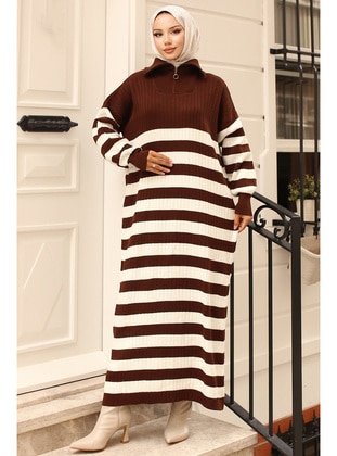 Brown - Knit Dresses - Benguen