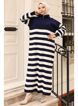 Navy Blue - Knit Dresses - Benguen