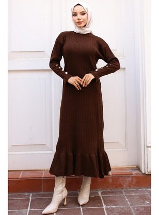 Brown - Knit Dresses - Benguen