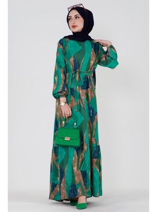 Green - Modest Dress - Sevitli