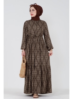 Brown - Modest Dress - Sevitli