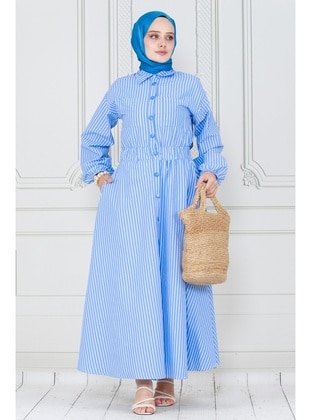 Blue - Modest Dress - Sevitli