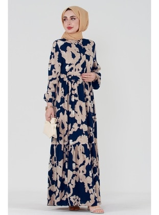 Navy Blue - Modest Dress - Sevitli