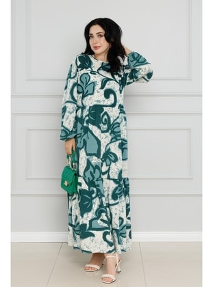 Green - Modest Dress - Sevitli