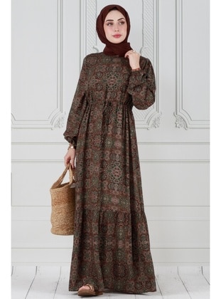 Khaki - Modest Dress - Sevitli