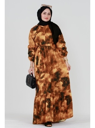 Brown - Modest Dress - Sevitli