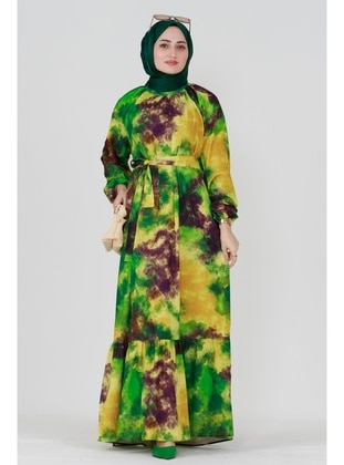 Green - Modest Dress - Sevitli