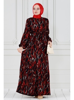 Red - Modest Dress - Sevitli