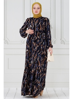 Navy Blue - Modest Dress - Sevitli