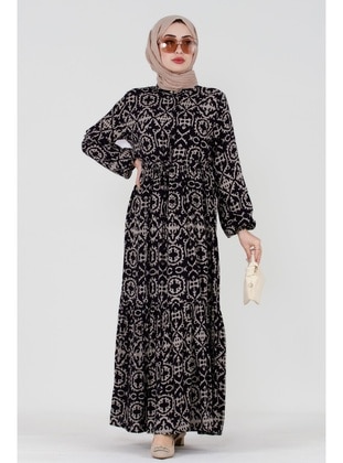 Black - Modest Dress - Sevitli