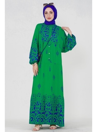 Green - Modest Dress - Sevitli