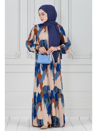 Blue - Modest Dress - Sevitli