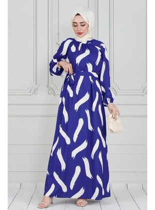 Blue - Modest Dress - Sevitli