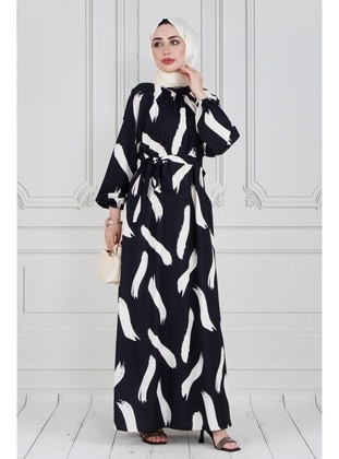 Black - Modest Dress - Sevitli