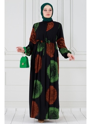 Green - Modest Dress - Sevitli