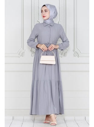 Grey - Modest Dress - Sevitli