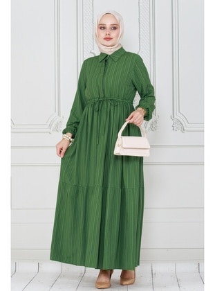 Green - Modest Dress - Sevitli