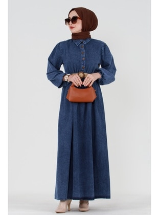 Navy Blue - Modest Dress - Sevitli