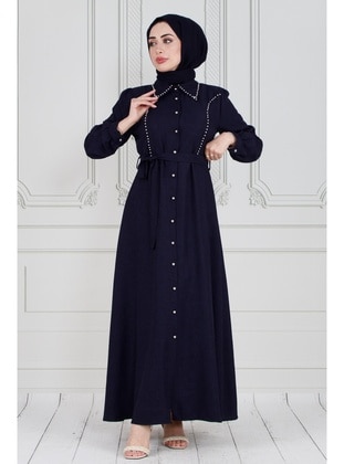 Navy Blue - Modest Dress - Sevitli