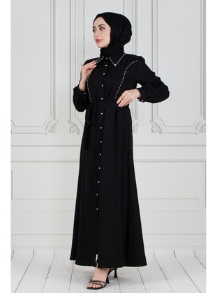 Black - Modest Dress - Sevitli