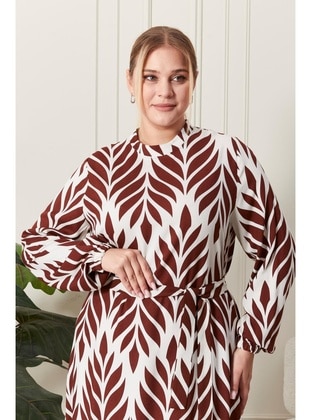 Brick Red - Plus Size Dress - Ferace