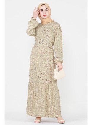 Beige - Modest Dress - Sevitli