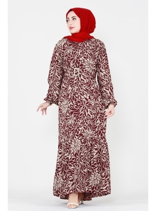 Burgundy - Modest Dress - Sevitli