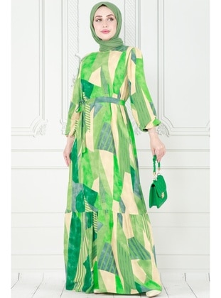 Green - Modest Dress - Sevitli