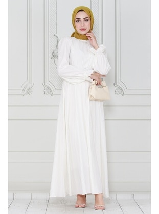 White - Modest Dress - Sevitli