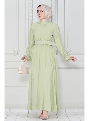 Pistachio Green - Modest Dress - Sevitli