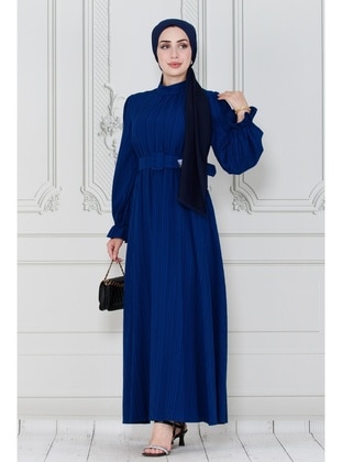 Navy Blue - Modest Dress - Sevitli