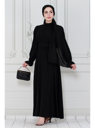 Black - Modest Dress - Sevitli