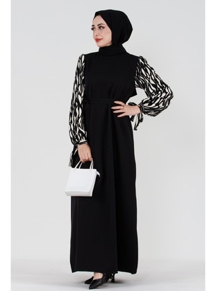 Black - Modest Dress - Sevitli