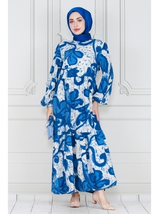 Blue - Modest Dress - Sevitli