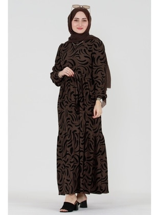 Brown - Modest Dress - Sevitli