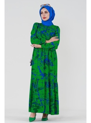 Green - Modest Dress - Sevitli