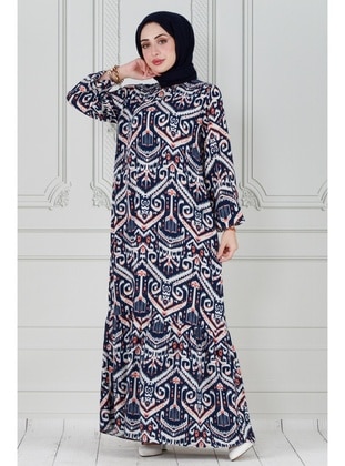 Navy Blue - Modest Dress - Sevitli