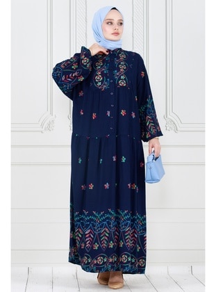 Navy Blue - Modest Dress - Sevitli