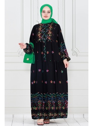 Black - Modest Dress - Sevitli