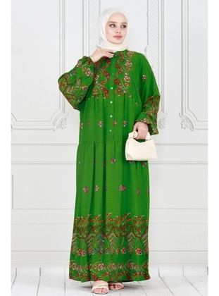 Green - Modest Dress - Sevitli