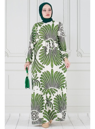 Green - Modest Dress - Sevitli