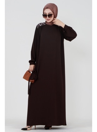 Brown - Modest Dress - Sevitli