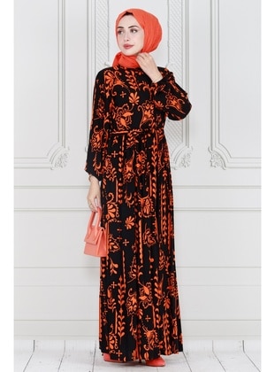 Orange - Modest Dress - Sevitli