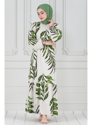 Green - Modest Dress - Sevitli