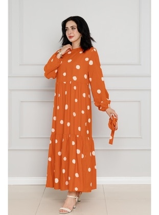 Orange - Modest Dress - Sevitli