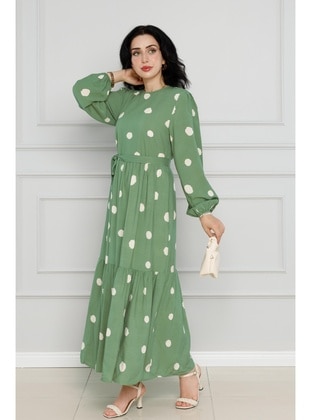 Green - Modest Dress - Sevitli